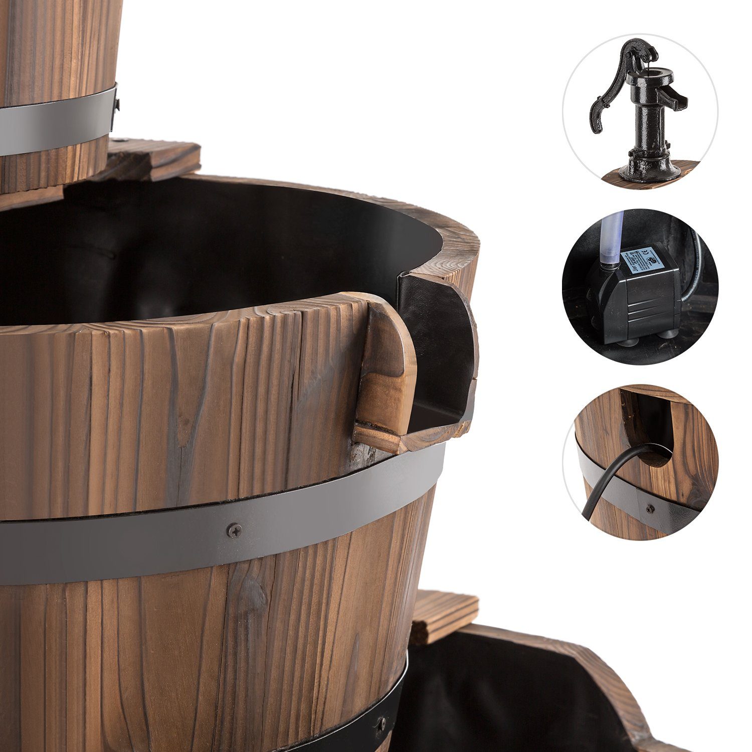 blumfeldt Wasserspiel Cascada 2G Kaskadenbrunnen, 56 cm Breite, brunnen spring zimmer zier brunnen led-beleuchtung terasse