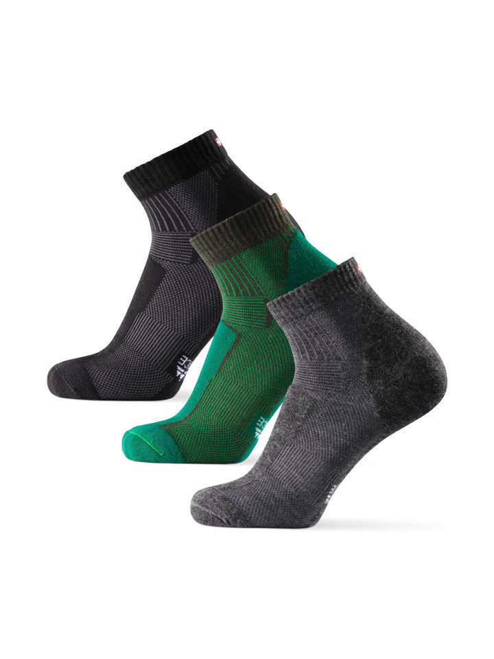 DANISH ENDURANCE Wandersocken Merino Hiking Low in black/green/grey günstig kaufen