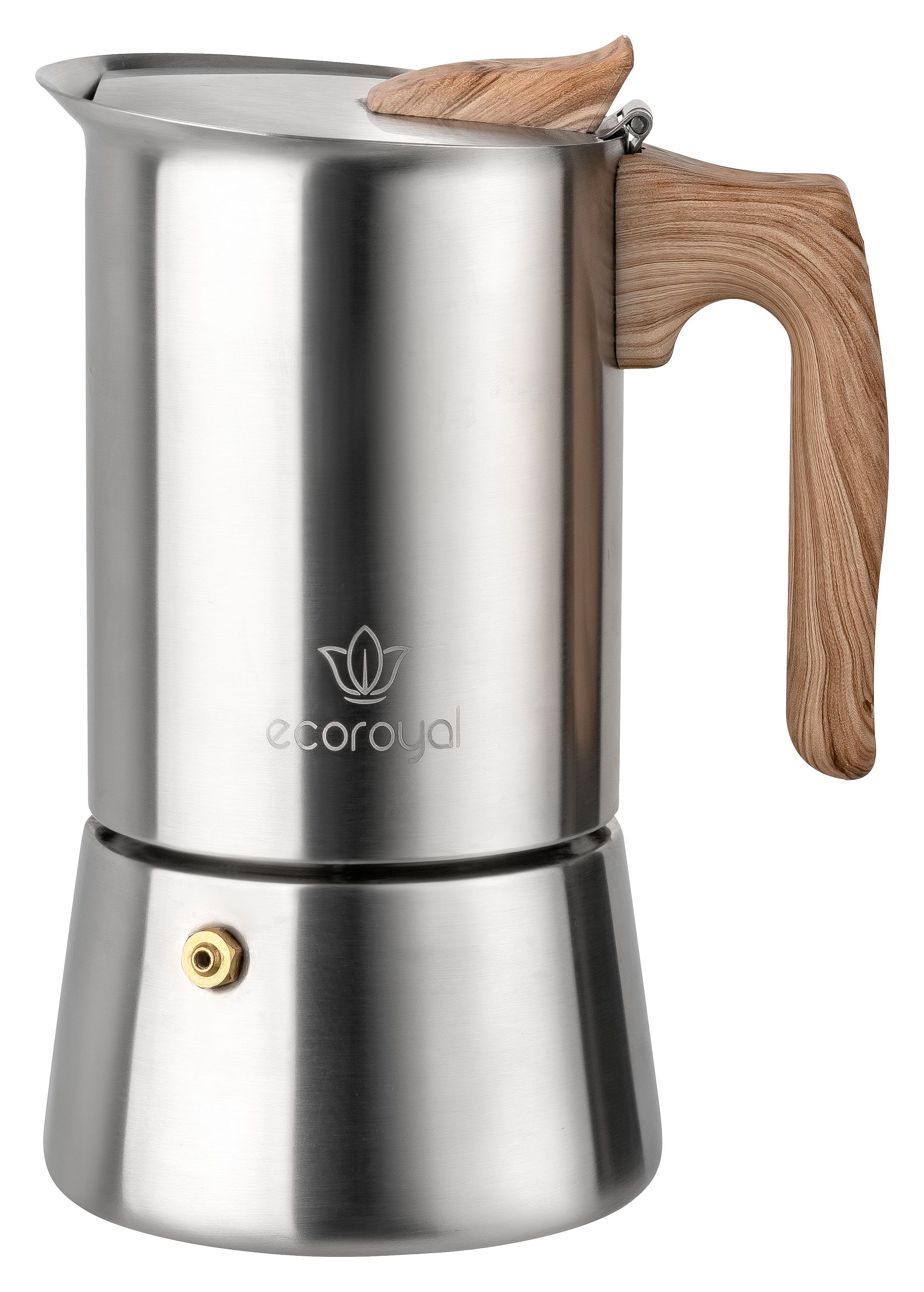 ecoroyal Espressokocher Espressokocher, Edelstahl, Induktion geeignet I Für 1 bis 6 Tassen