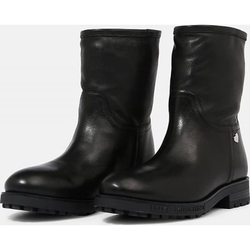 Love Moschino Lederstiefel mit Label-Applikationen