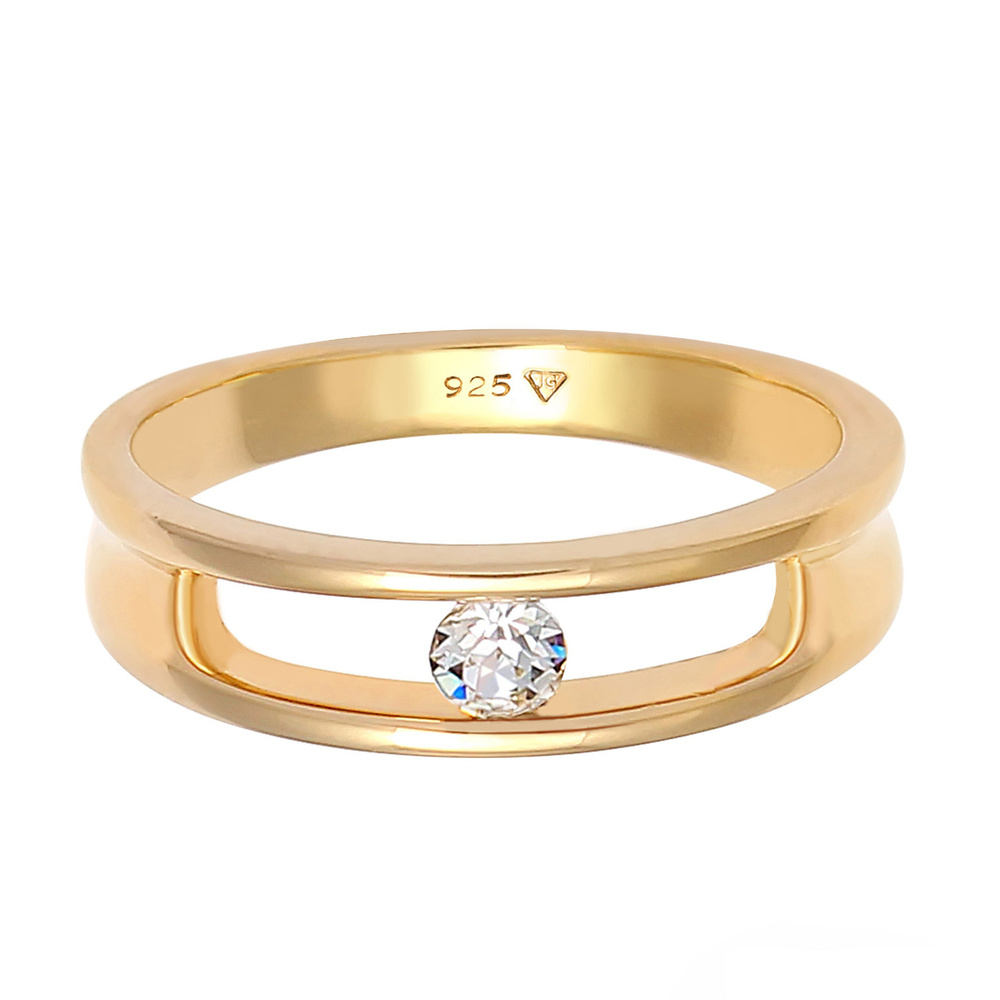 Elli Elli Bague Femme Bague Solitaire cCassique avec Cristaux en Argent Sterling 925 Bague