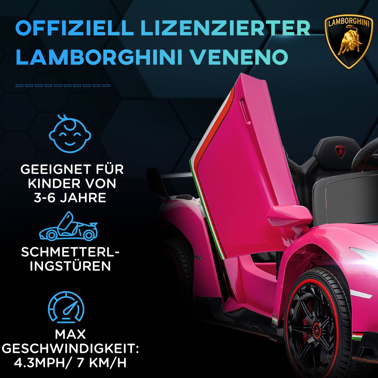 HOMCOM Kinder Elektroauto Kinderauto mit Anzeige, Fernbedienung, Bluetooth