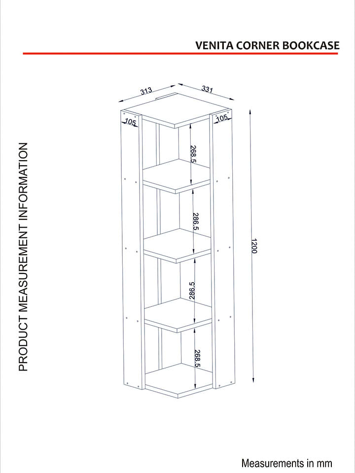 Scandinavia Concept Bücherregal in Weiß - (B)31 x (H)120 x (T)33 cm günstig kaufen onesize