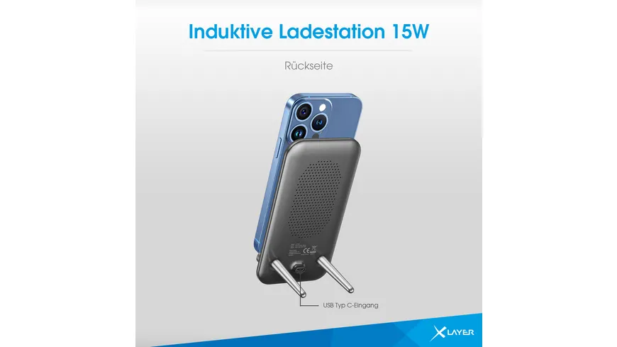 XLayer Induktive Ladestation 15W Qi-zertifiziert Dark Grey