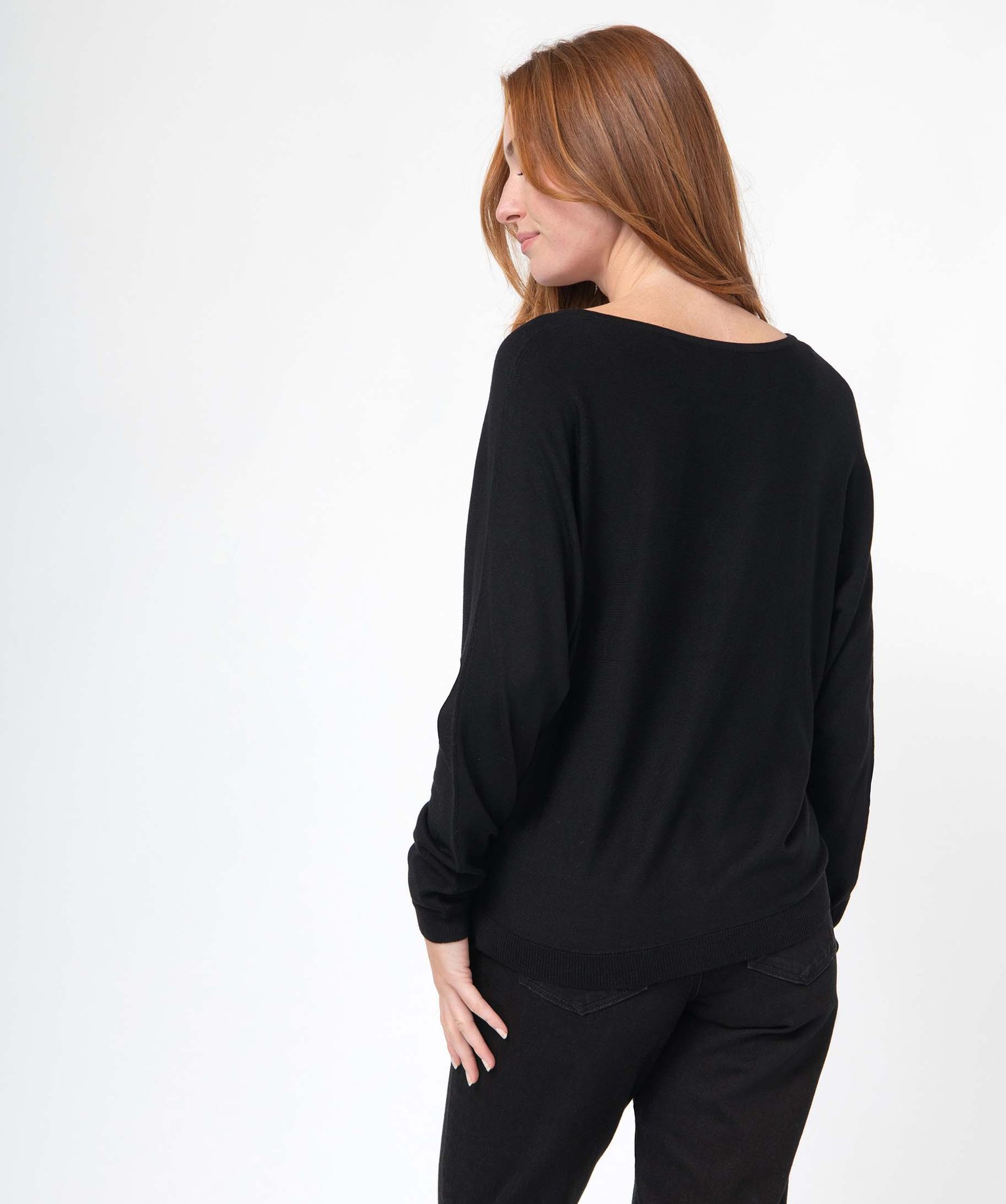 Pull col V zippé et manches chauve-souris femme noir | GEMO