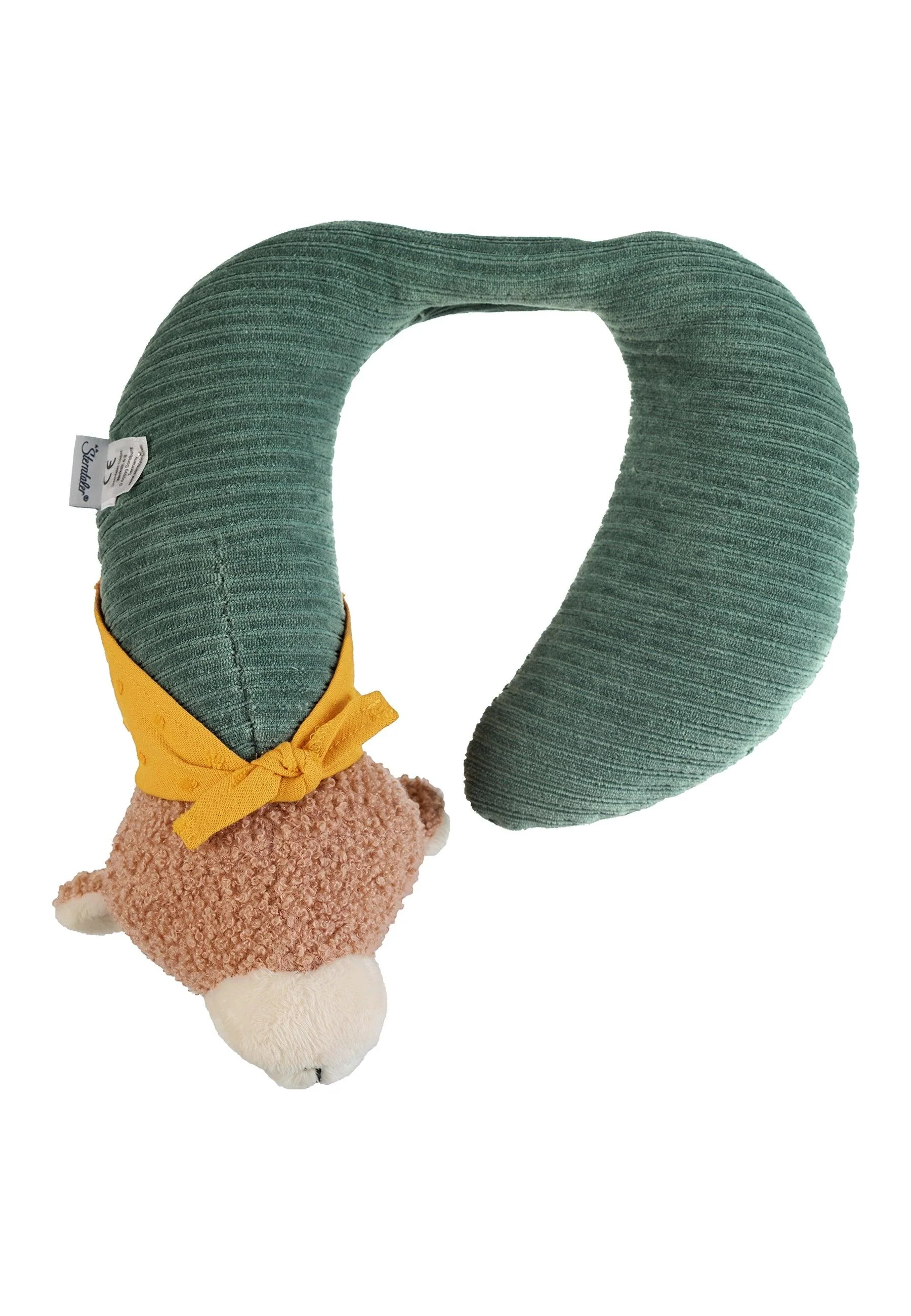 Nackenstütze Bär Ben dunkelgrün, 28 cm mit Rassel