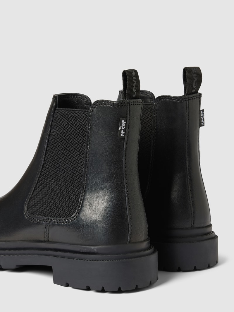 Chelsea Boots aus Leder mit Label-Detail Modell 'TROOPER' in schwarz