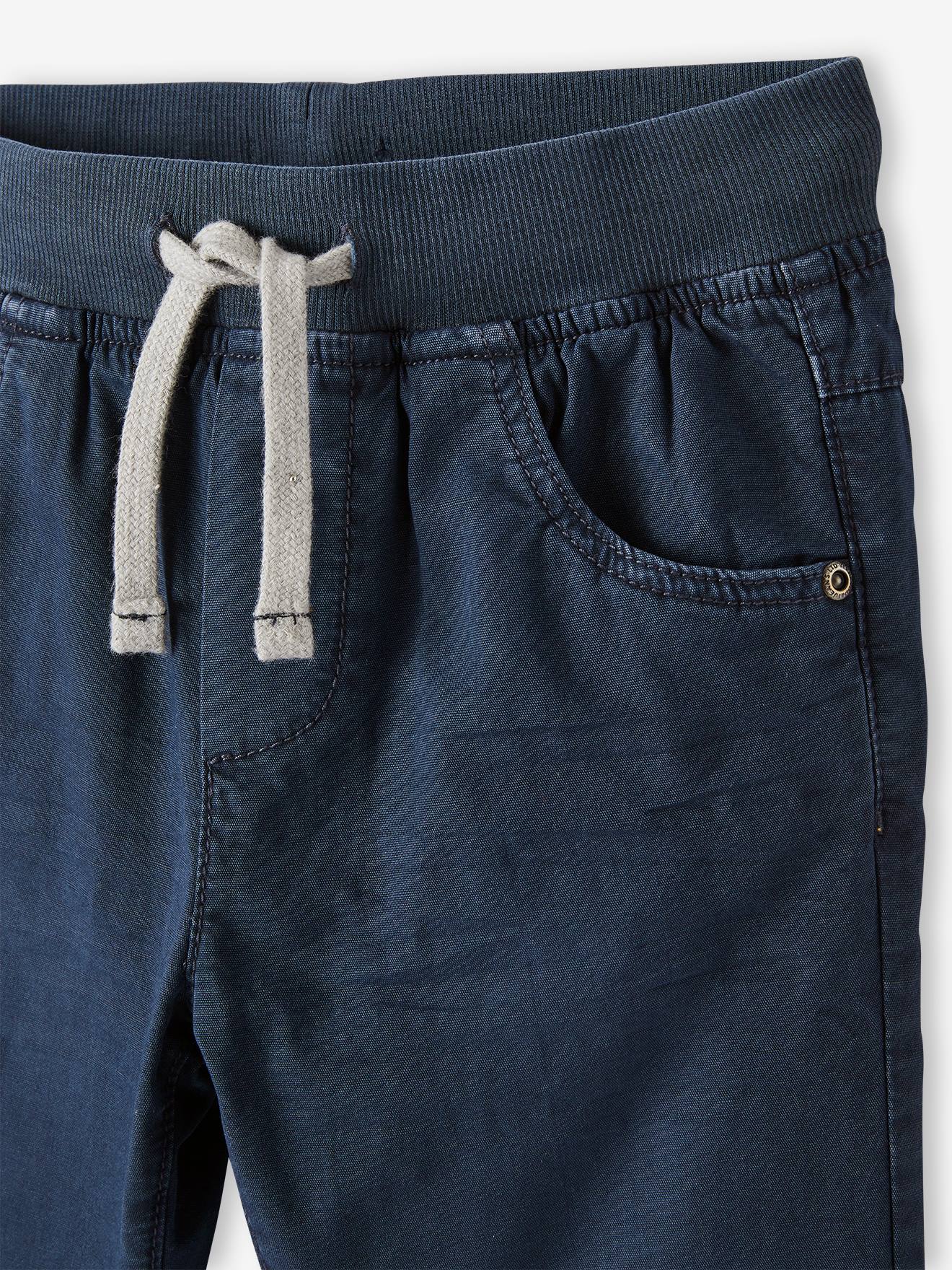 Pantalon style jogger doublé polaire garçon facile à enfiler encre