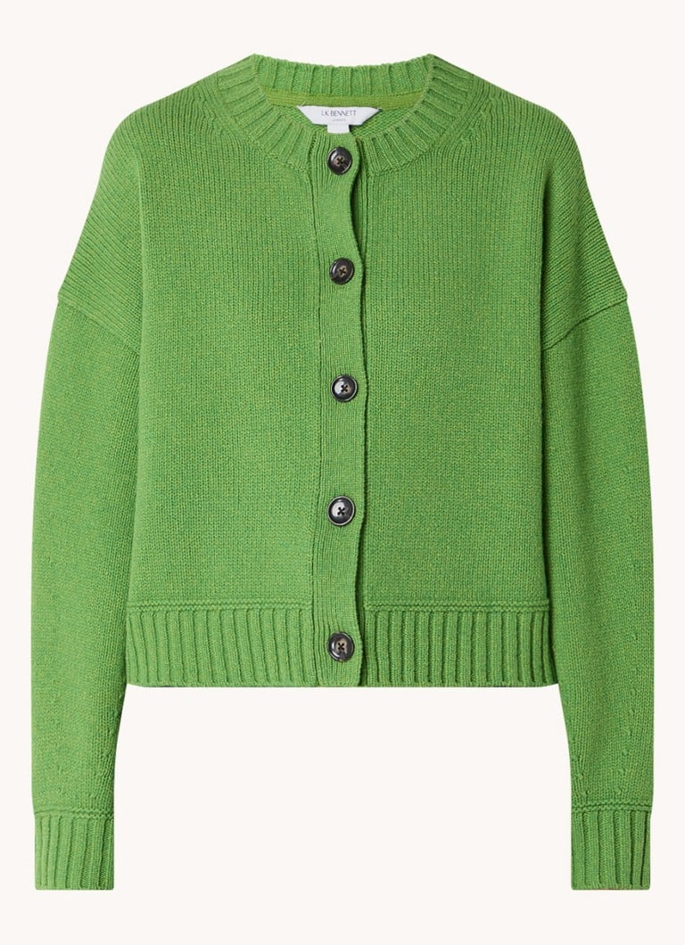 Cardigan din lână merinos tricotată fin LKBennett Amore