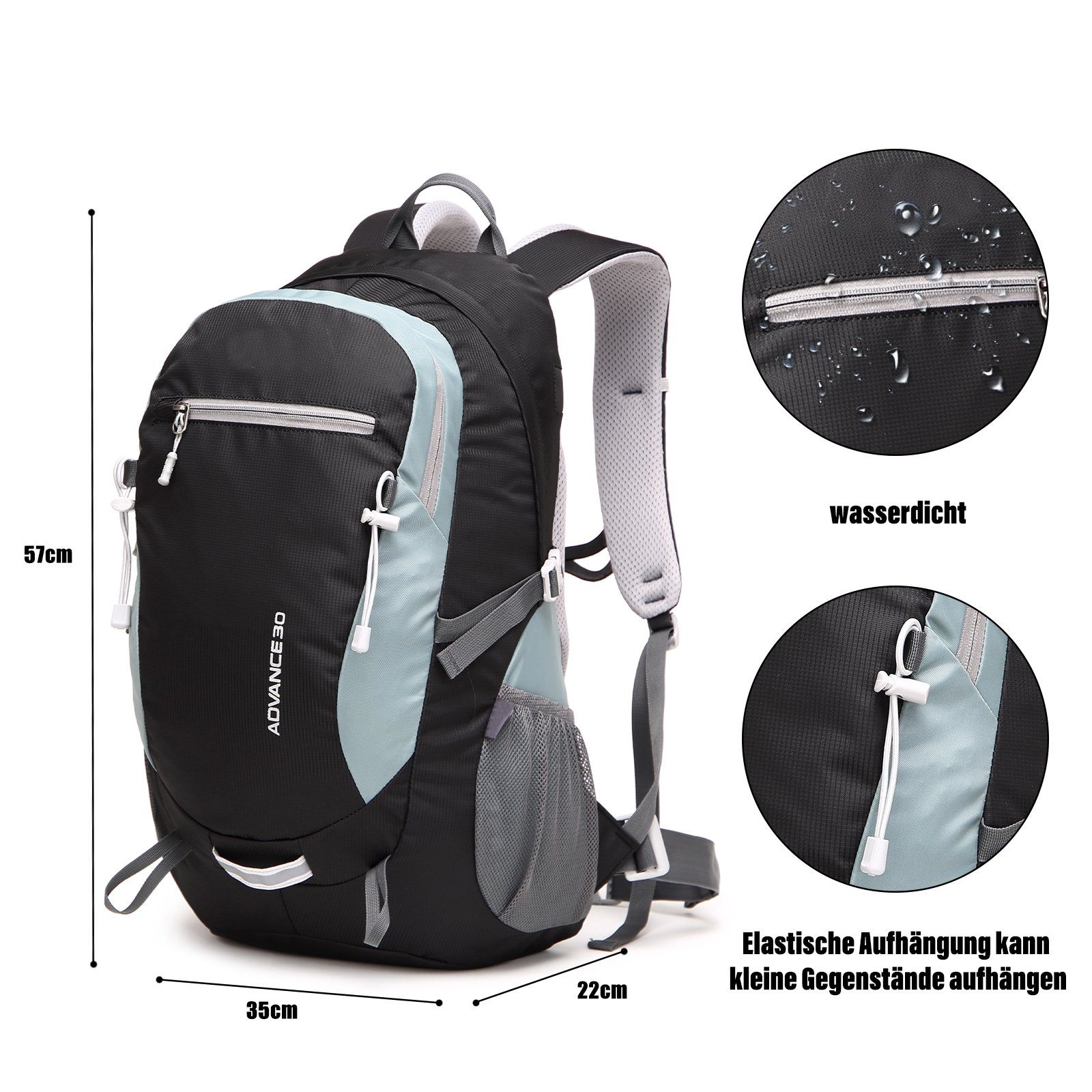 TAN.TOMI Kletterrucksack 40L Großer Wanderrucksack mit Rückenbelüftung, wasserabweisend (Einschließlich Regenschutz), für Radfahren Reisen Klettern Sport mit Regenschutz