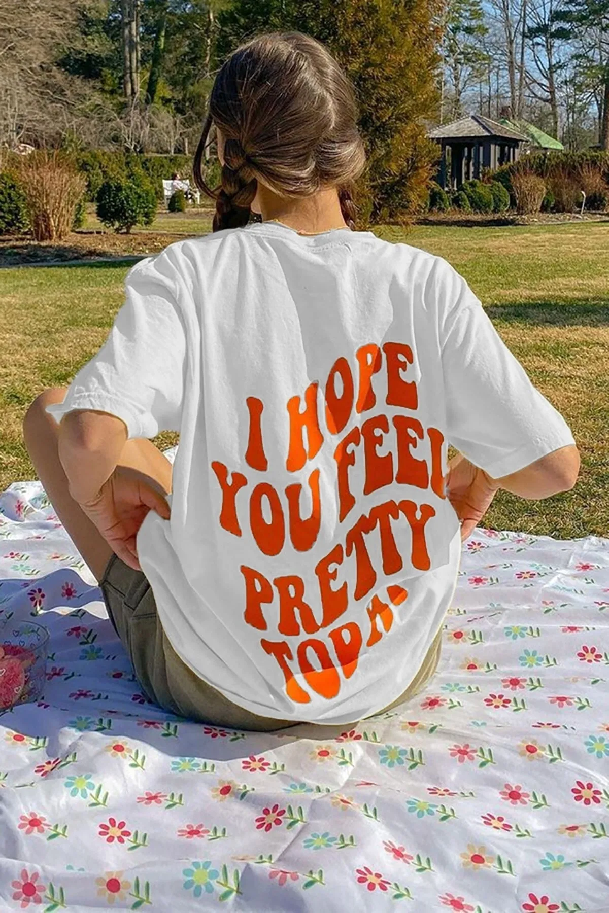 Madmext  Weißes bedrucktes Oversize-Damen-T-Shirt mit Rundhalsausschnitt