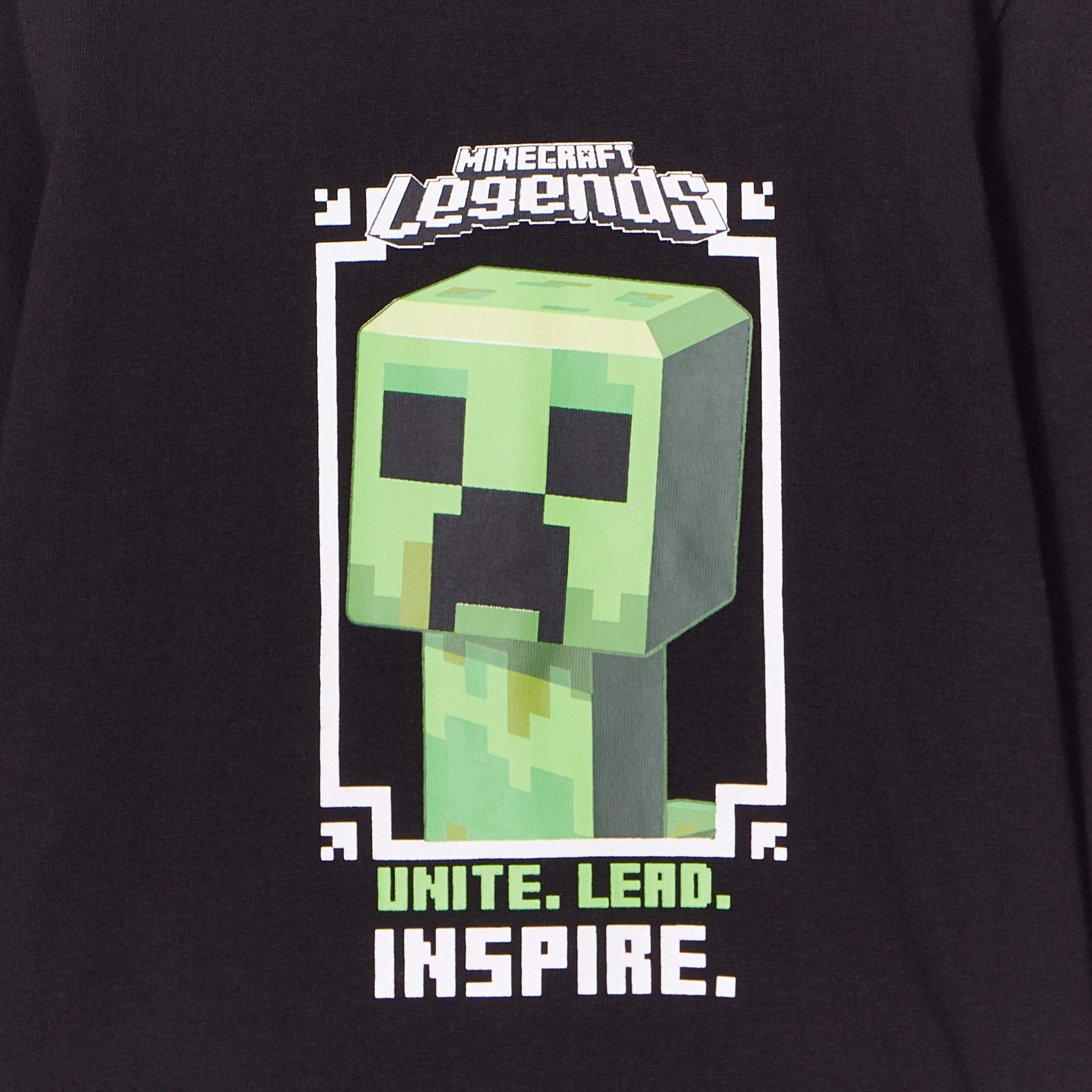 T-shirt col rond coton Minecraft noir garçon | La Halle