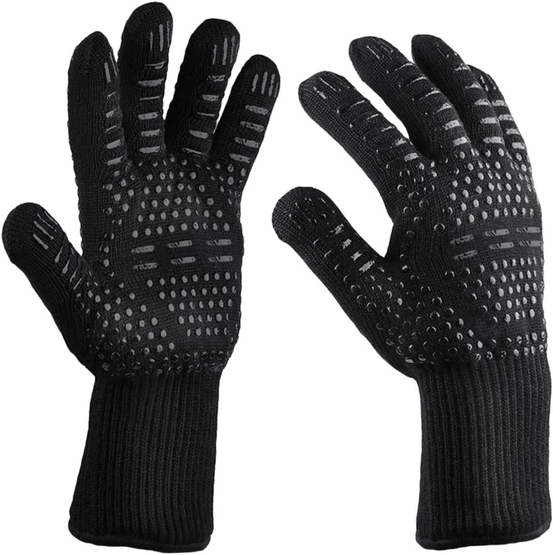YYV Topfhandschuhe 2 Stück Ofenhandschuhe, Schnittfeste Handschuhe Grillhandschuhe, (1-tlg), Feuerbeständige Handschuhe, schnittfeste Schale, schwarze Handschuhe