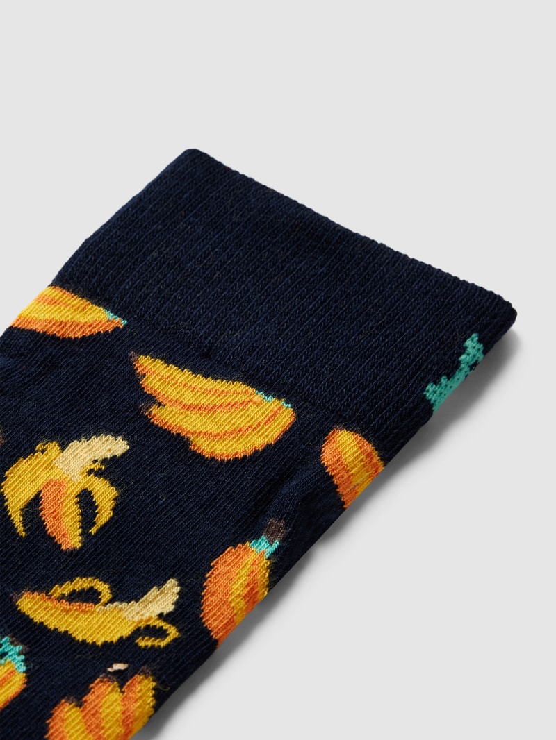 Socken mit Allover-Muster Modell 'Banana' in marineblau