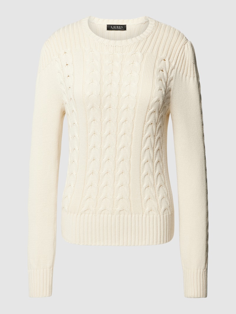 Strickpullover mit Zopfmuster Modell 'RACHANA' in offwhite