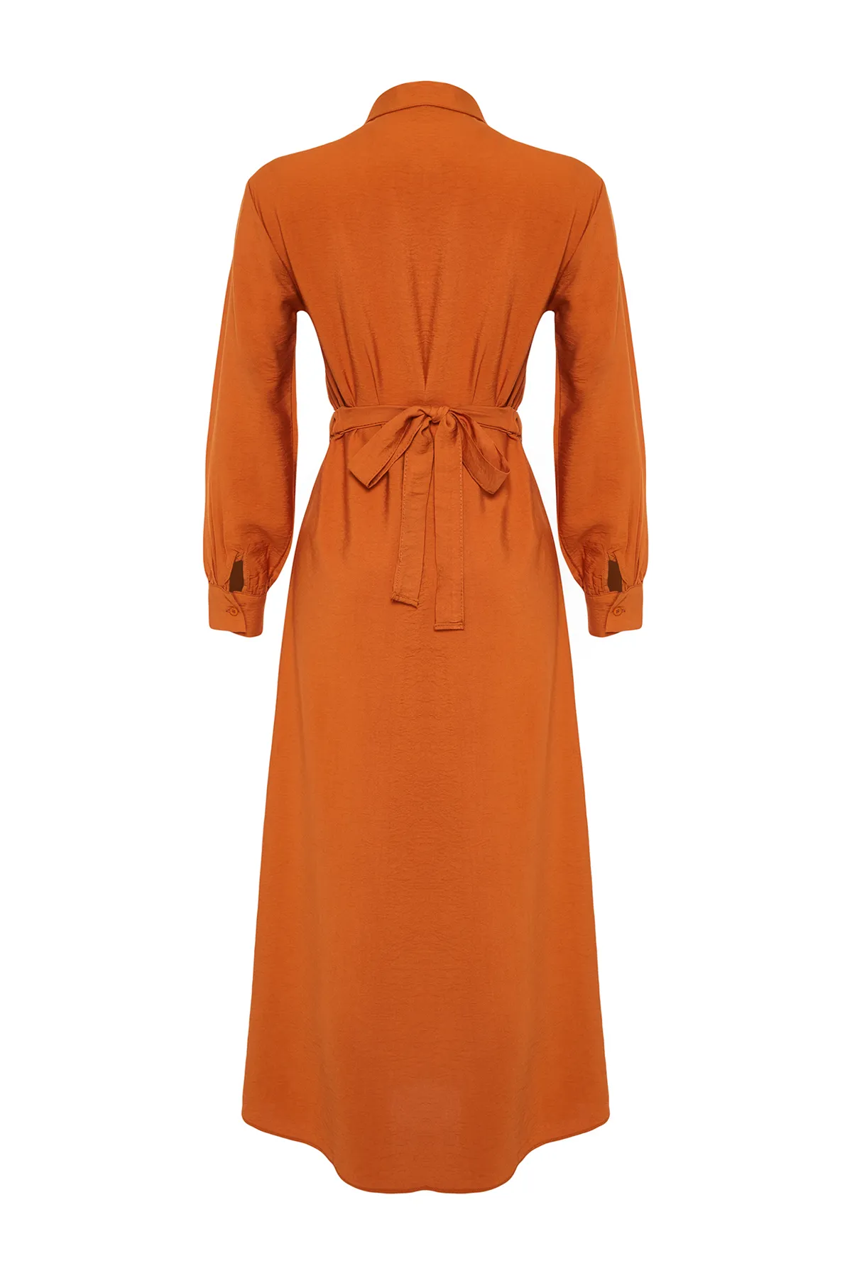 Trendyol Modest  Zimtfarbenes, gewebtes Kleid mit Gummigürtel und Taschendetails TCTSS22EB0034