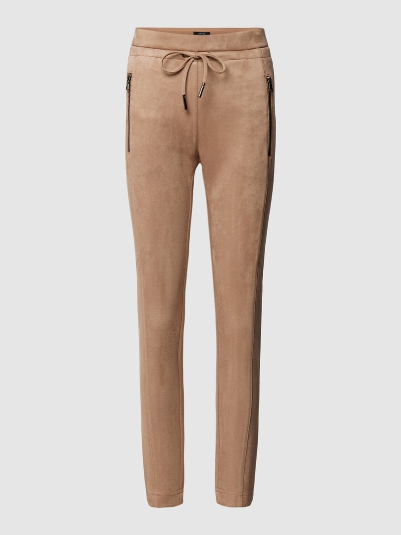 Stoffhose mit Reißverschlusstaschen Modell 'Elvina' in beige