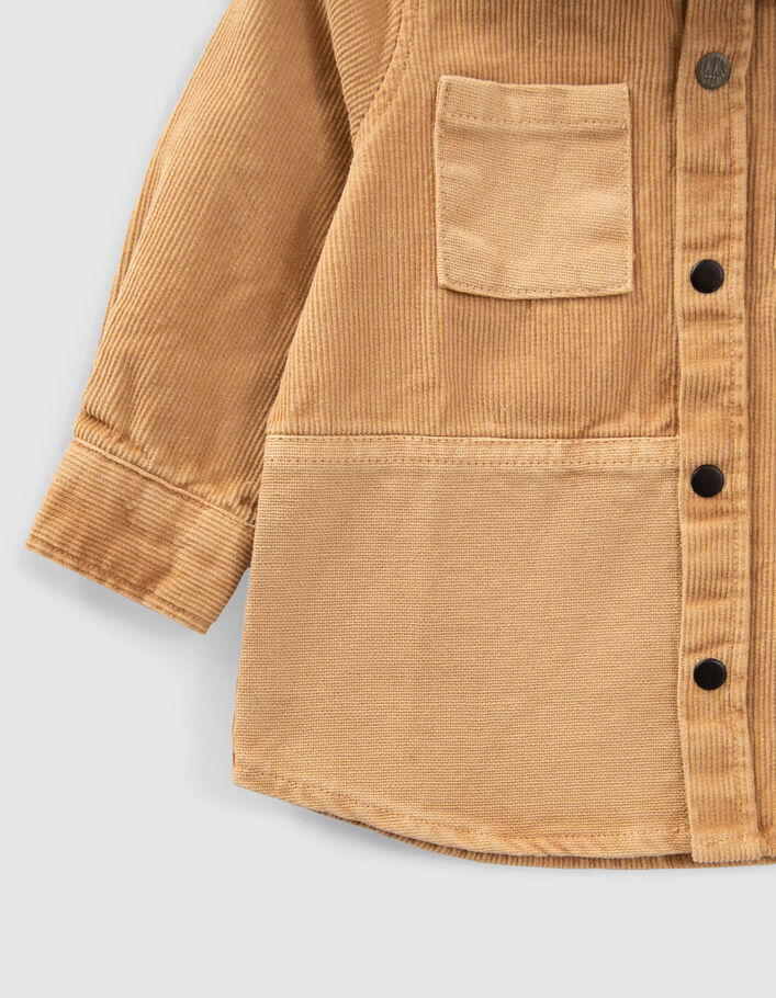 Chemise camel mix matières capuche amovible bébé garçon