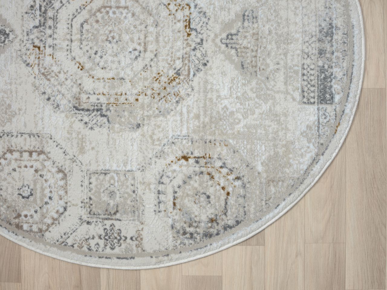 MyFlair Teppich Mabel, 120cm x 120cm, Farbe Beige, rund, Florhöhe 10mm