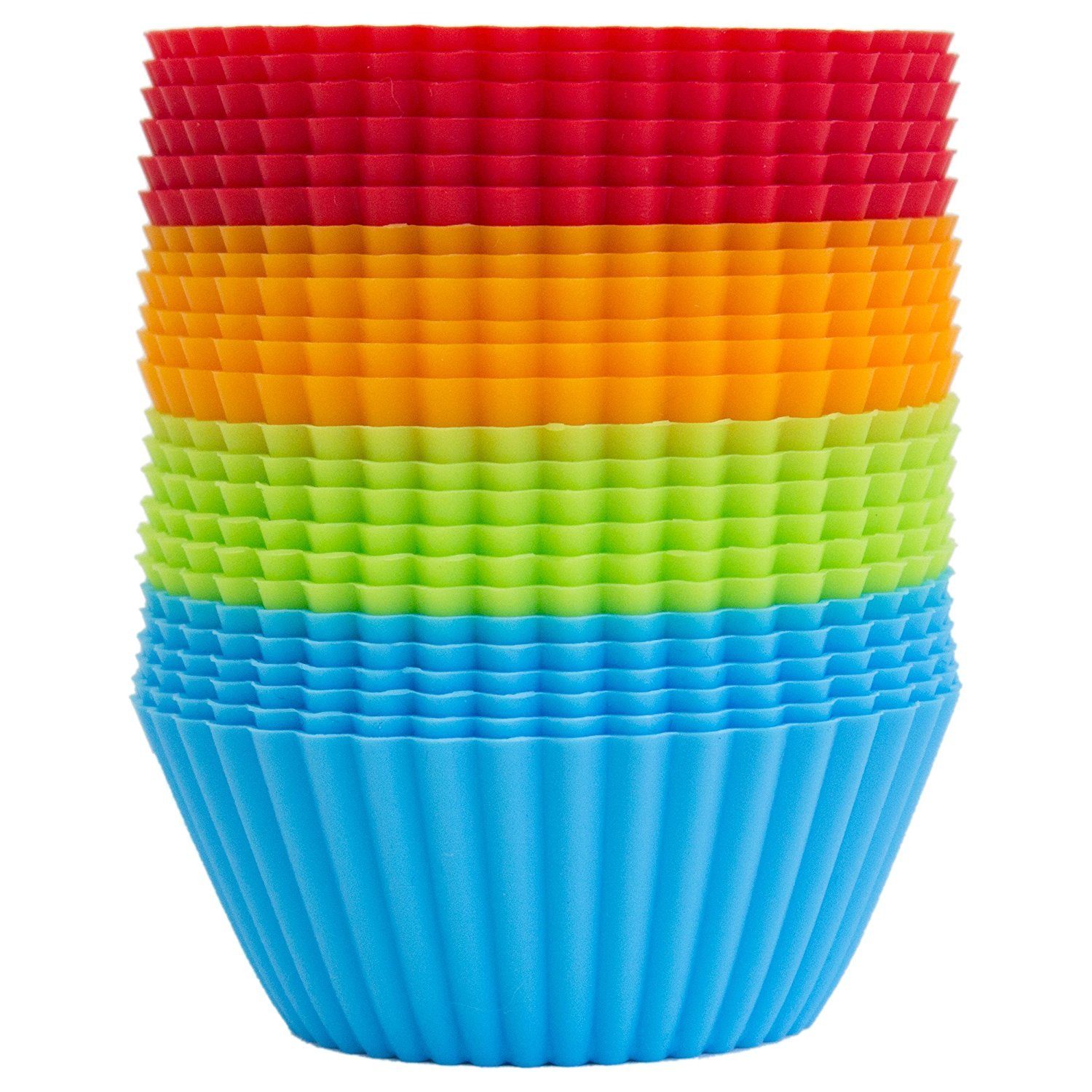 RUBBERNECK Muffinform Silikon Muffin Förmchen für Kuchen, Cupcakes, 24 Stück in 4 Farben, (24-tlg)