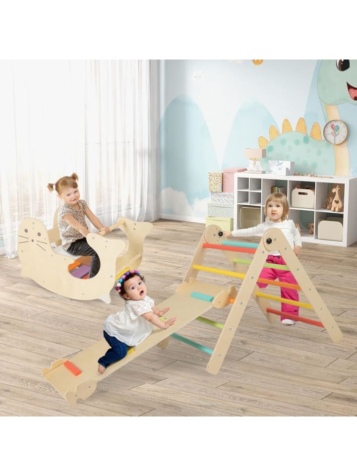 COSTWAY 7 in 1 Kletterdreieck mit Rutsche in Bunt günstig kaufen onesize