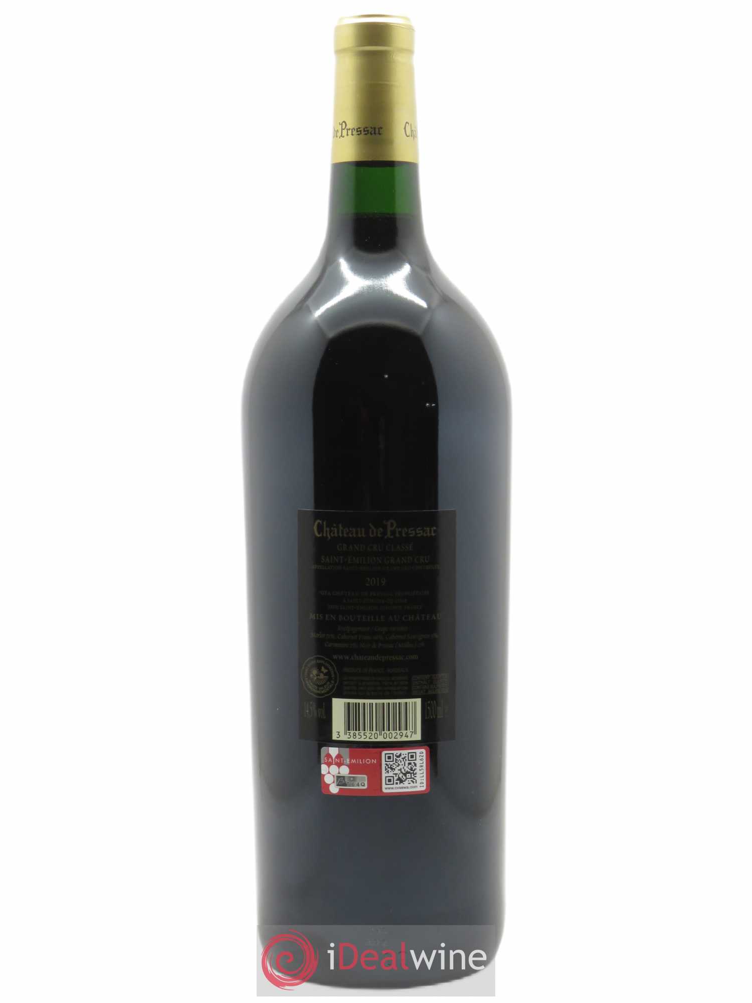 Château de Pressac Grand Cru Classé (CBO à partir de 6 bts) 2019 - Lot de 1 Magnum
