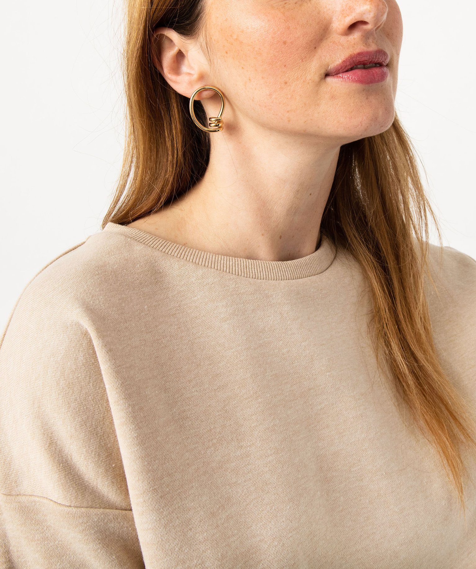 Sweat ample intérieur molletonné femme beige | GEMO