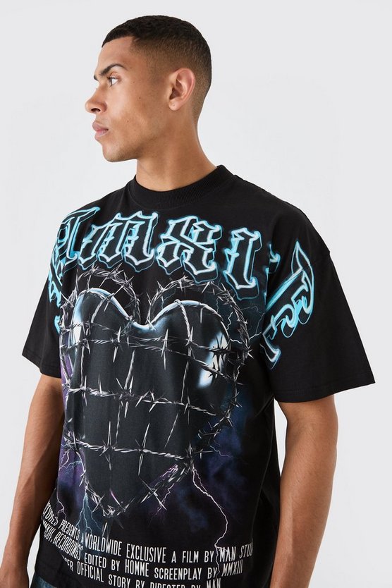 Oversize T-Shirt mit Herz-Print