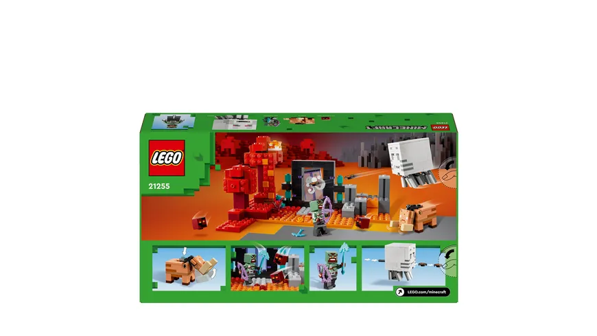 LEGO Minecraft 21255 Hinterhalt am Netherportal, baubares Nether-Spielzeug