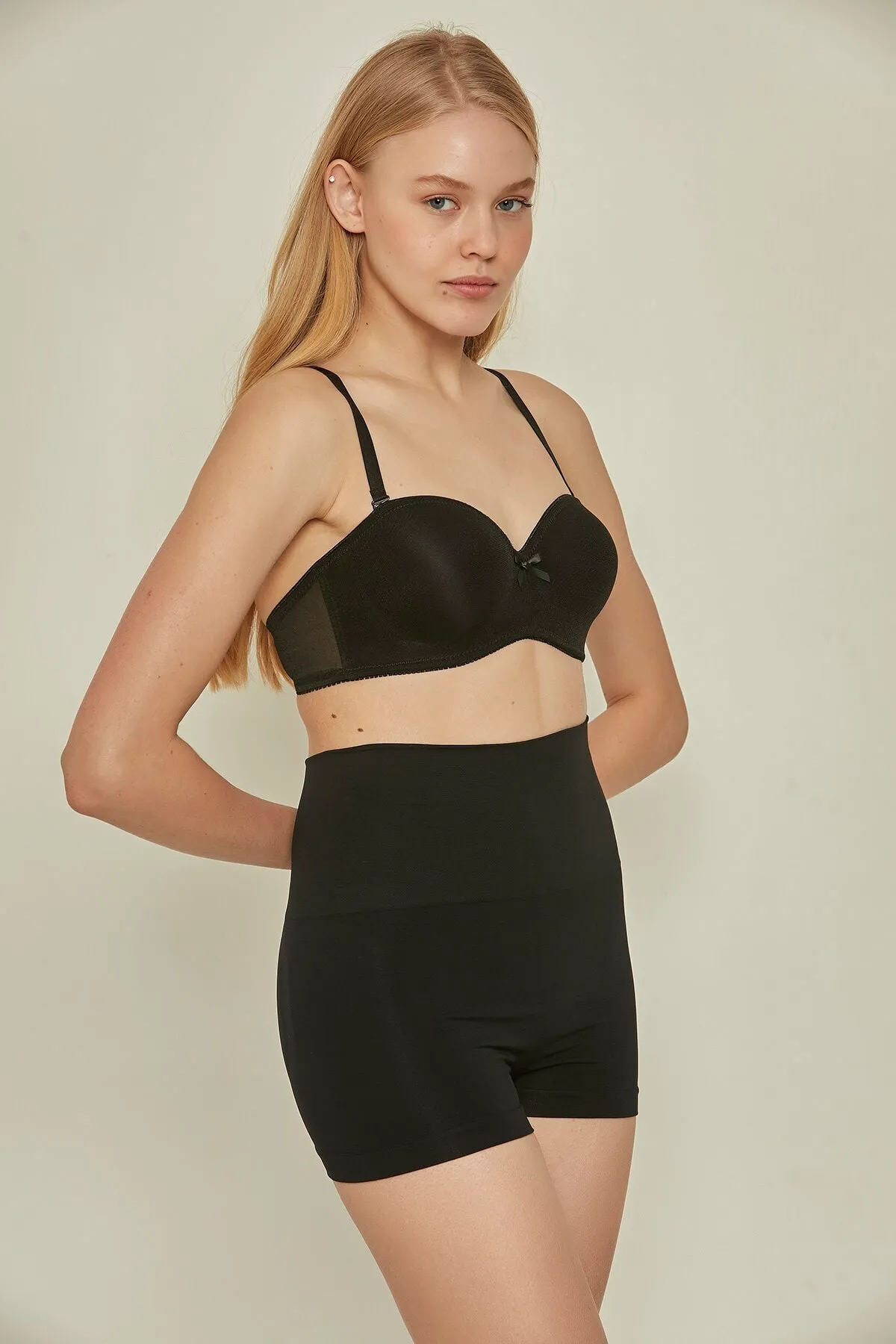 C&City  C12022 Straffendes Doppel-Boxerkorsett Schwarz
