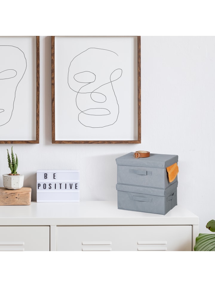 relaxdays 2 x Aufbewahrungsbox in Grau - (B)23 x (H)17 x (T)33 cm günstig kaufen onesize