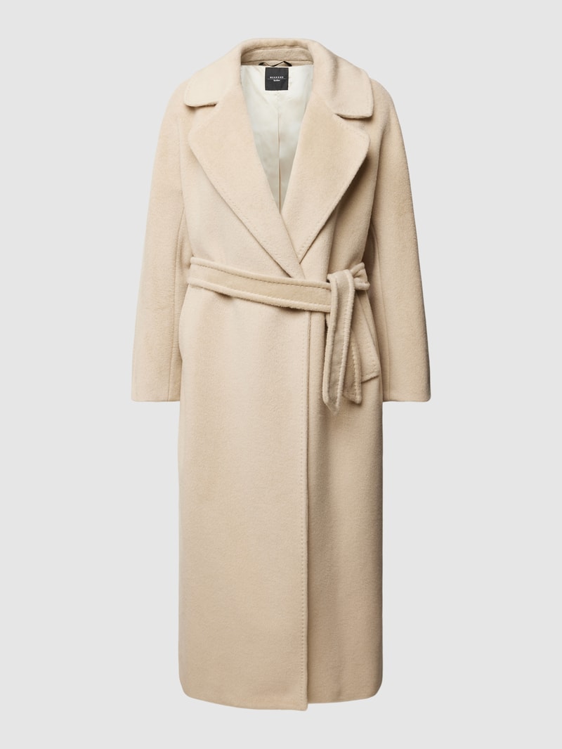 Mantel mit Bindegürtel Modell 'TEMPERA' in beige