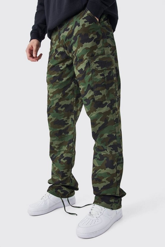 Tall lockere Camouflage Cargo-Hose mit Schnür-Detail