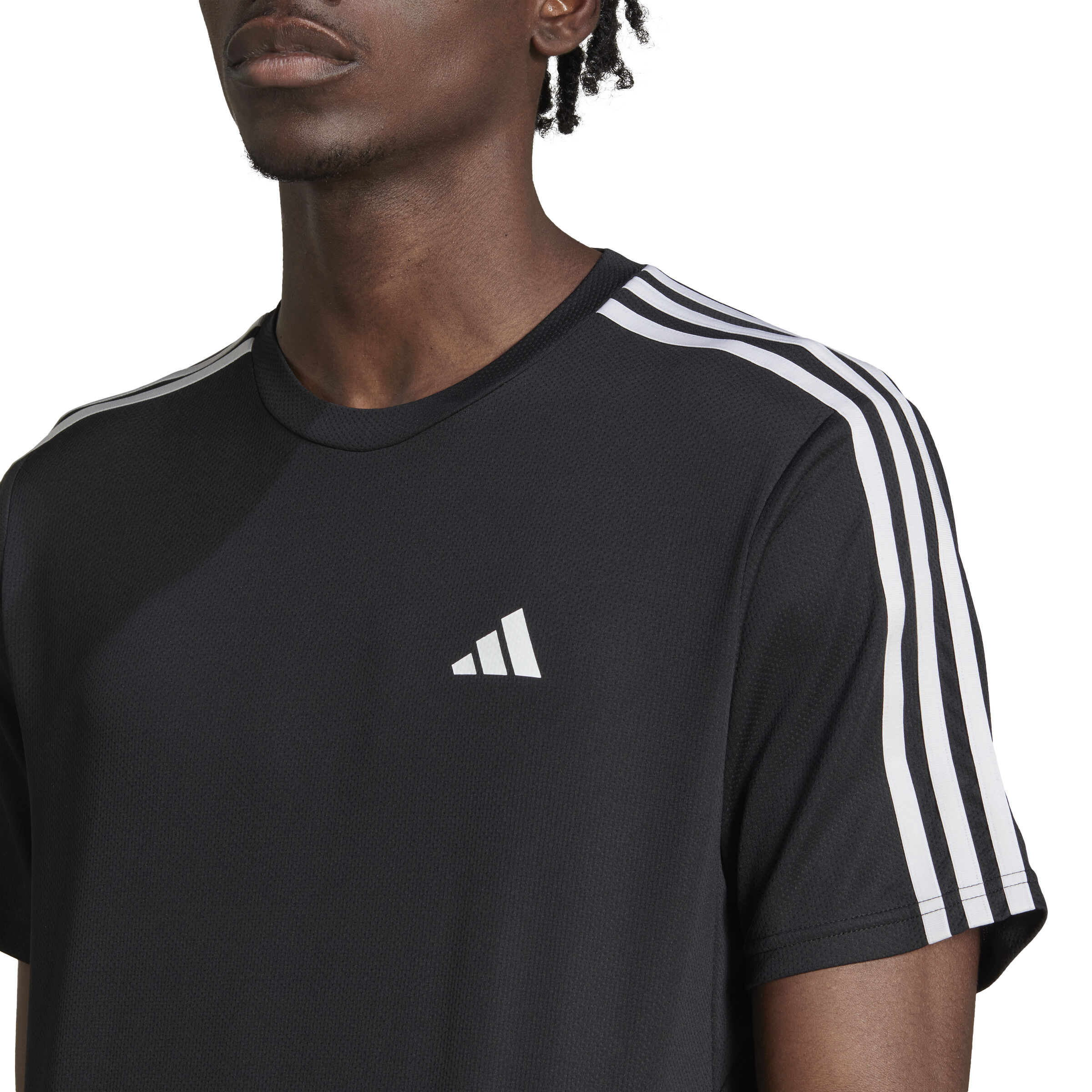 Essentials Train 3-Stripes Training T-Shirt Herren - Schwarz, Weiß