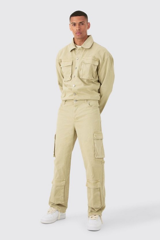 Oversize Denim-Boilersuit mit Cargo-Taschen