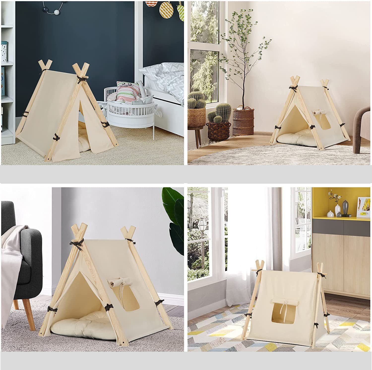 EUGAD Tierhaus, Tipi Hundezelt Katzenzelt 45x55x45cm Kätzchen Chihuahua Weiß