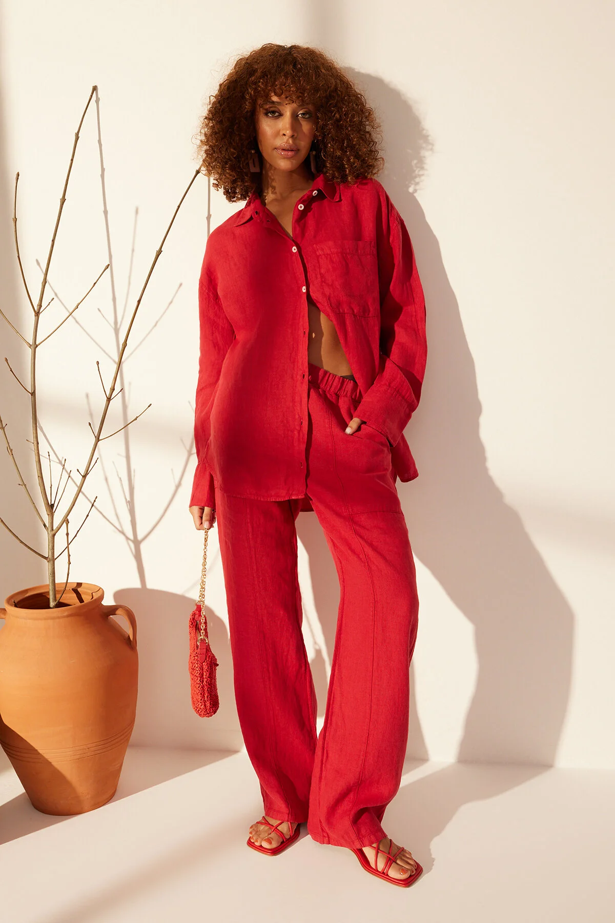 Trendyol Collection  Hemd - Rot - Oversized