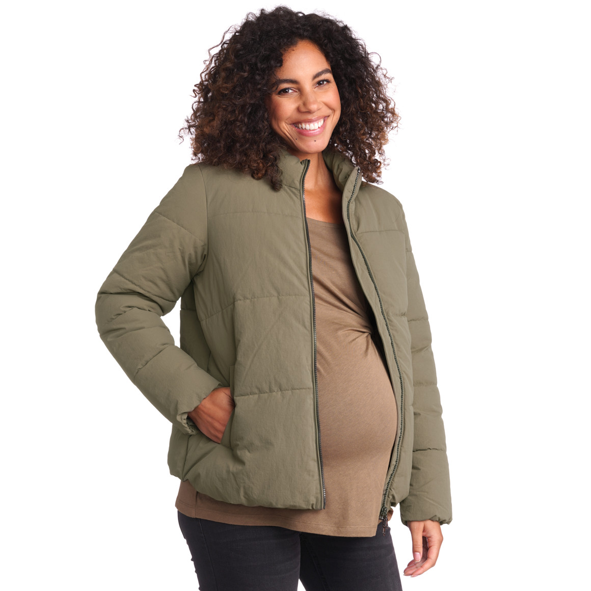 Damen Umstands-Pufferjacke mit Stehkragen