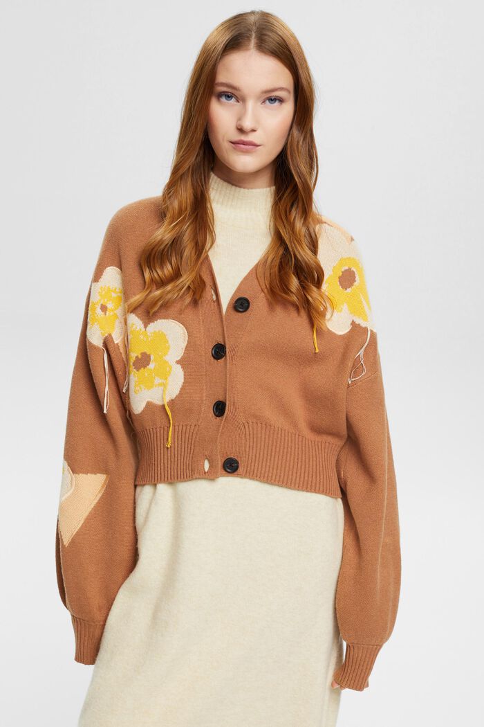 Strick-Cardigan im floralen Jacquard-Design
