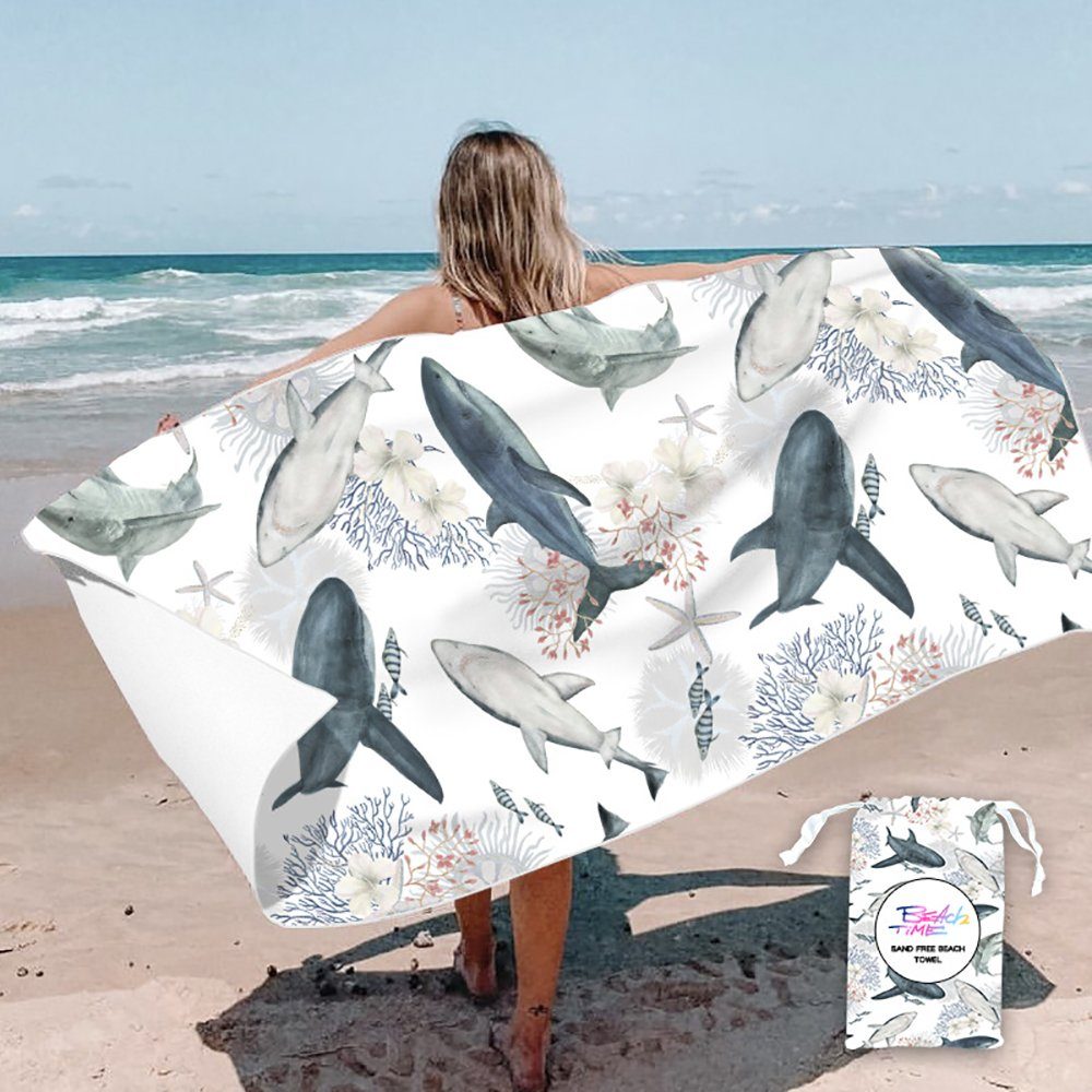 SCOHOME Strandtücher Strandtuch Mikrofaser Handtuch Badetuch Groß 160x80cm, Polyesterfaser (1-St), Verstaubares Badetuch Schnelle Absorption