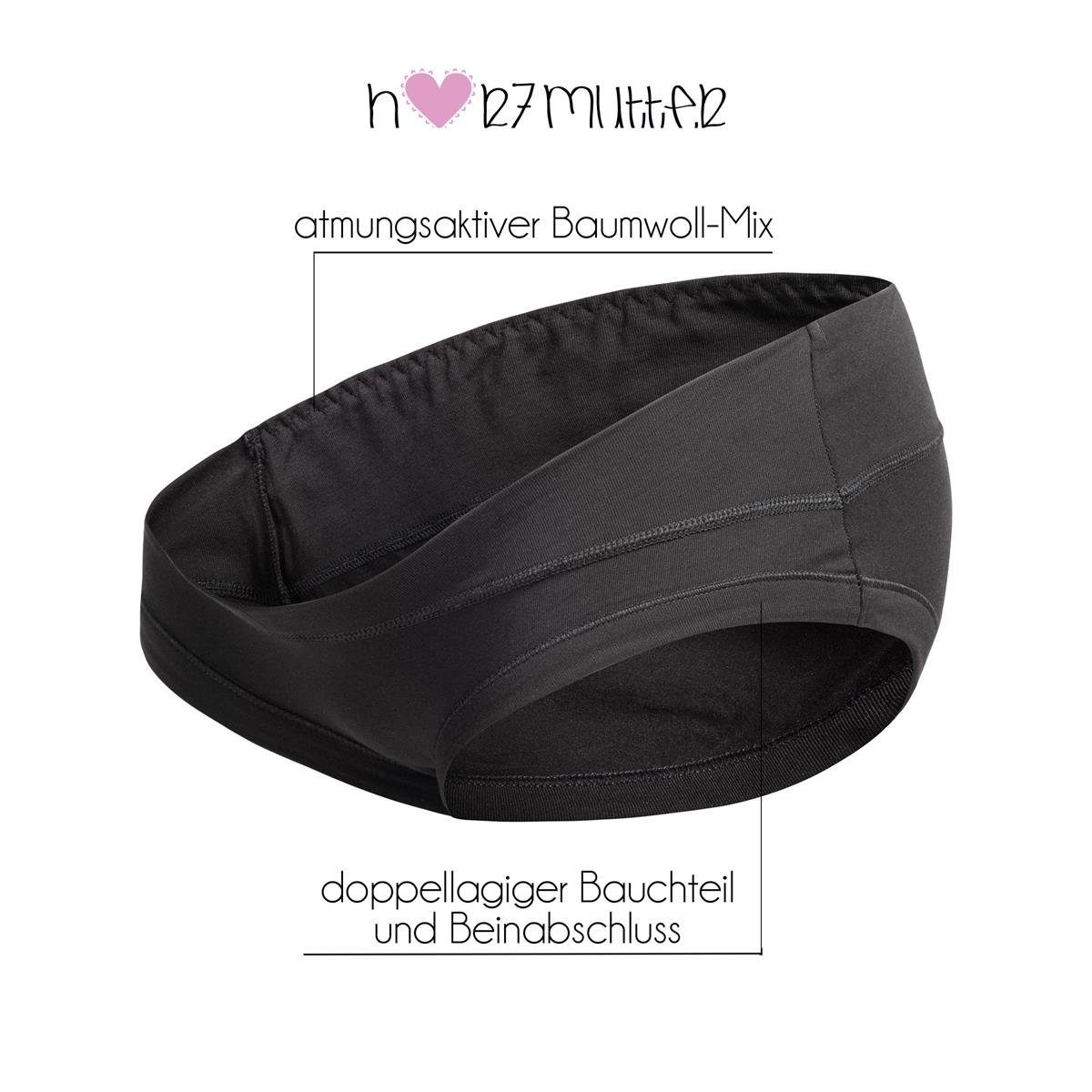 Herzmutter Umstandsslip Baumwoll-Mix - Unterbauchslip - Umstandswäsche (3er Pack, 3-St)