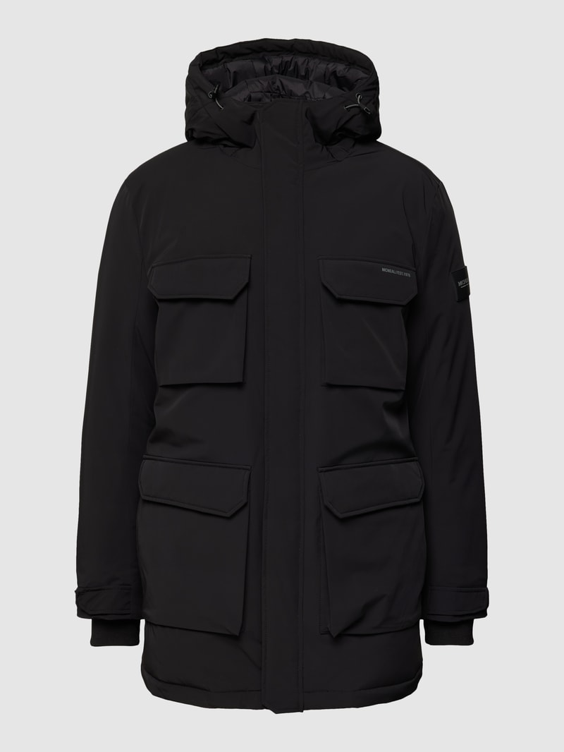 Parka mit Reißverschlusstaschen in schwarz