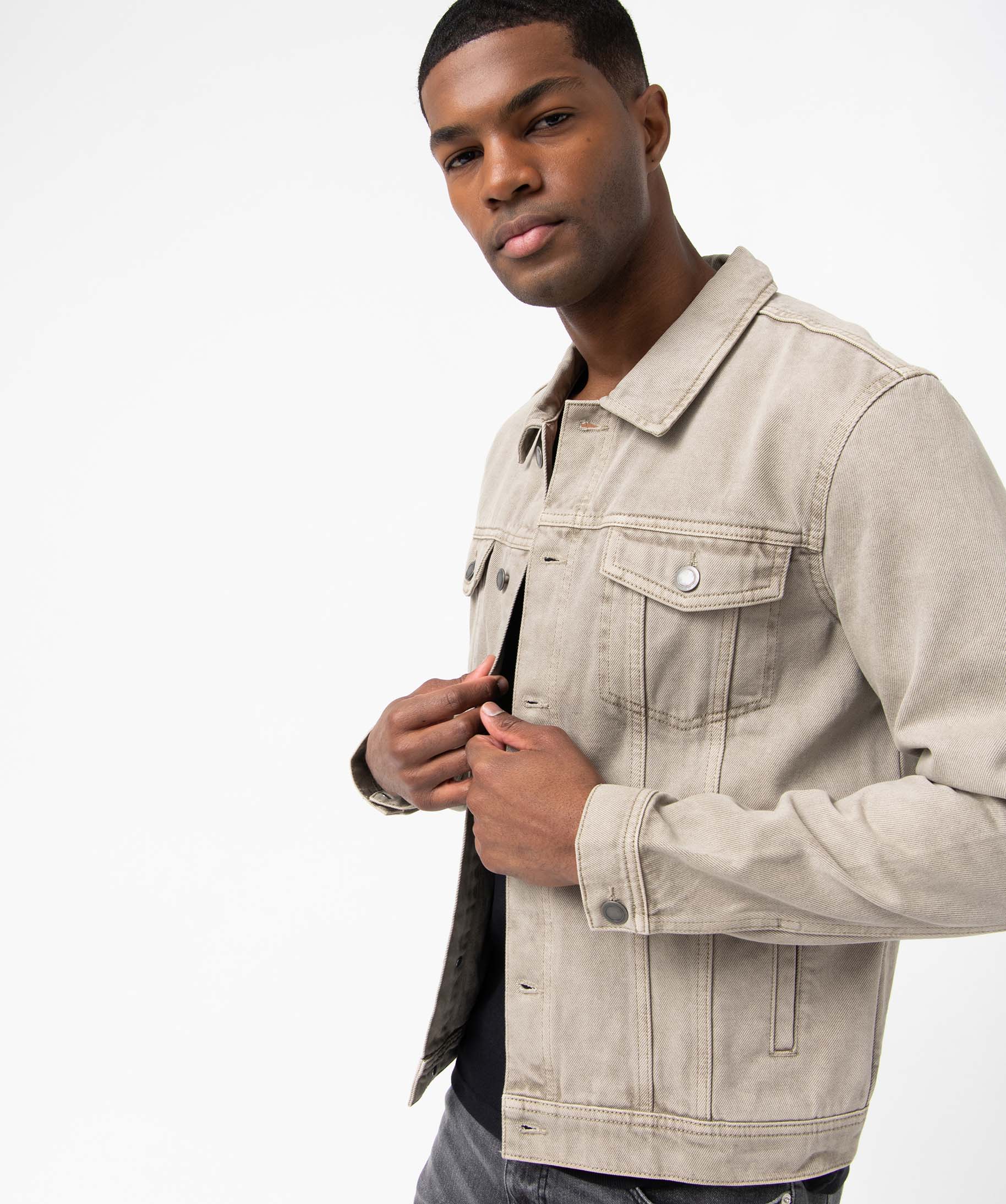 Veste en jean homme coupe droite beige | GEMO