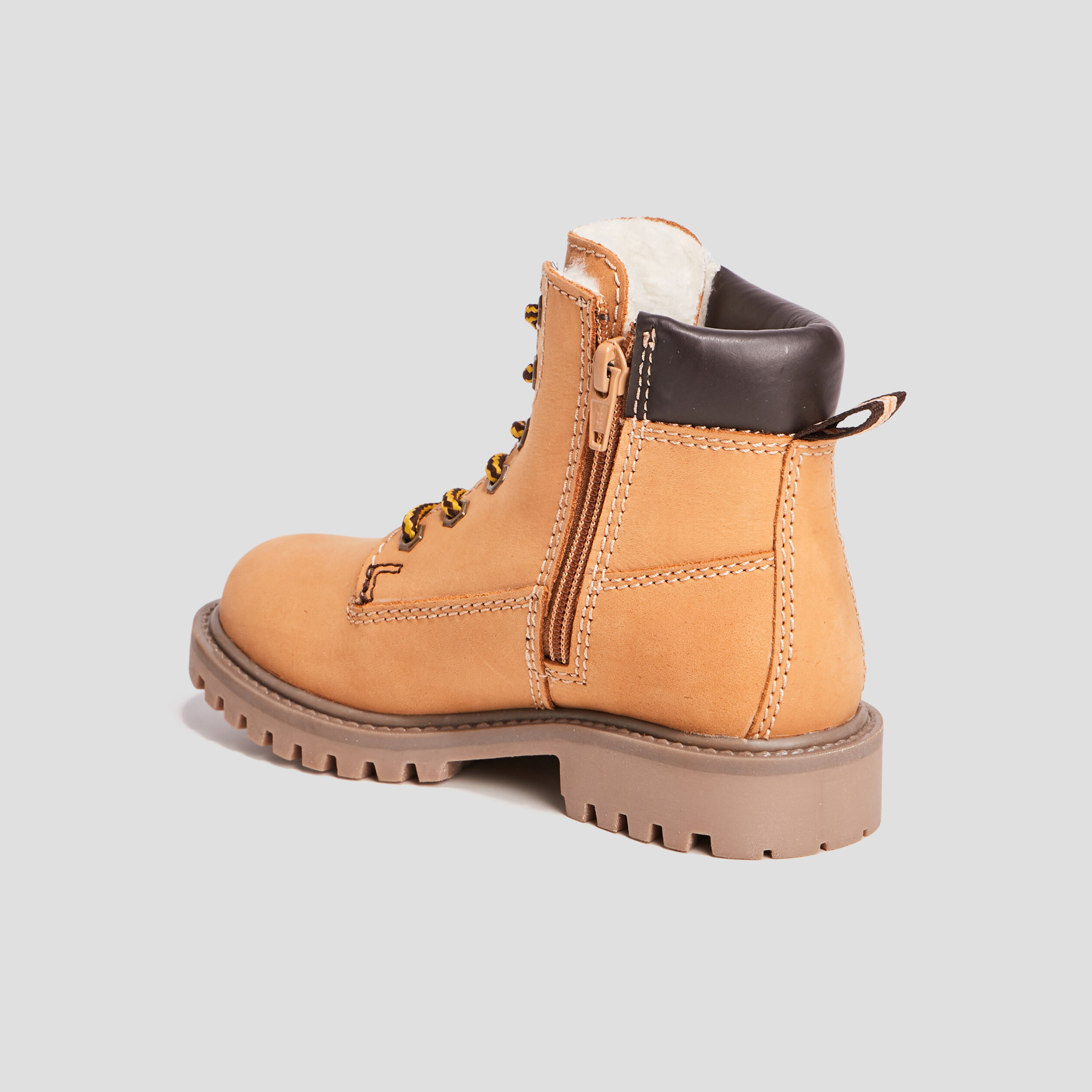 Bottines fourrées en cuir camel garçon | La Halle