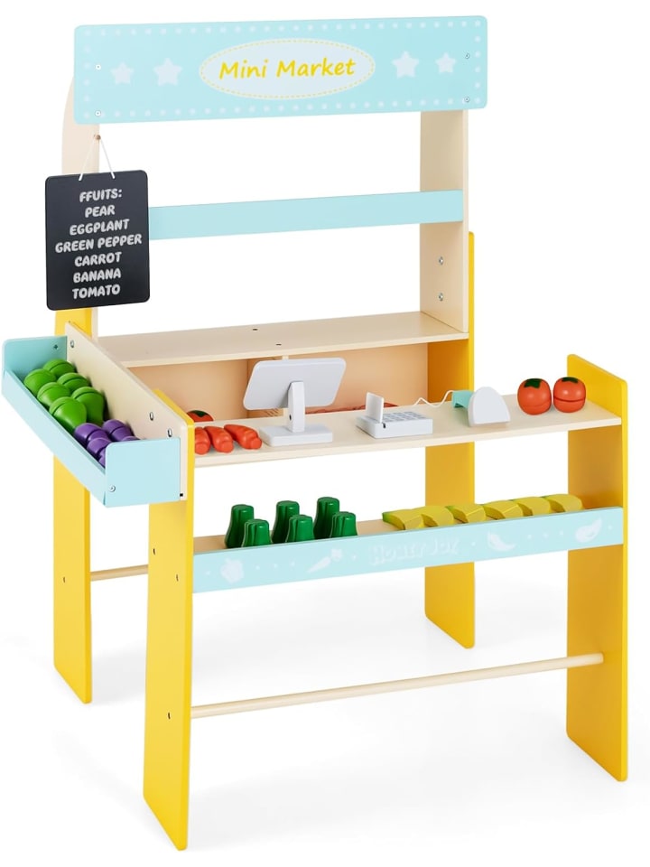 COSTWAY Kaufladen ab 3 Jahren in Blau günstig kaufen 70 cm