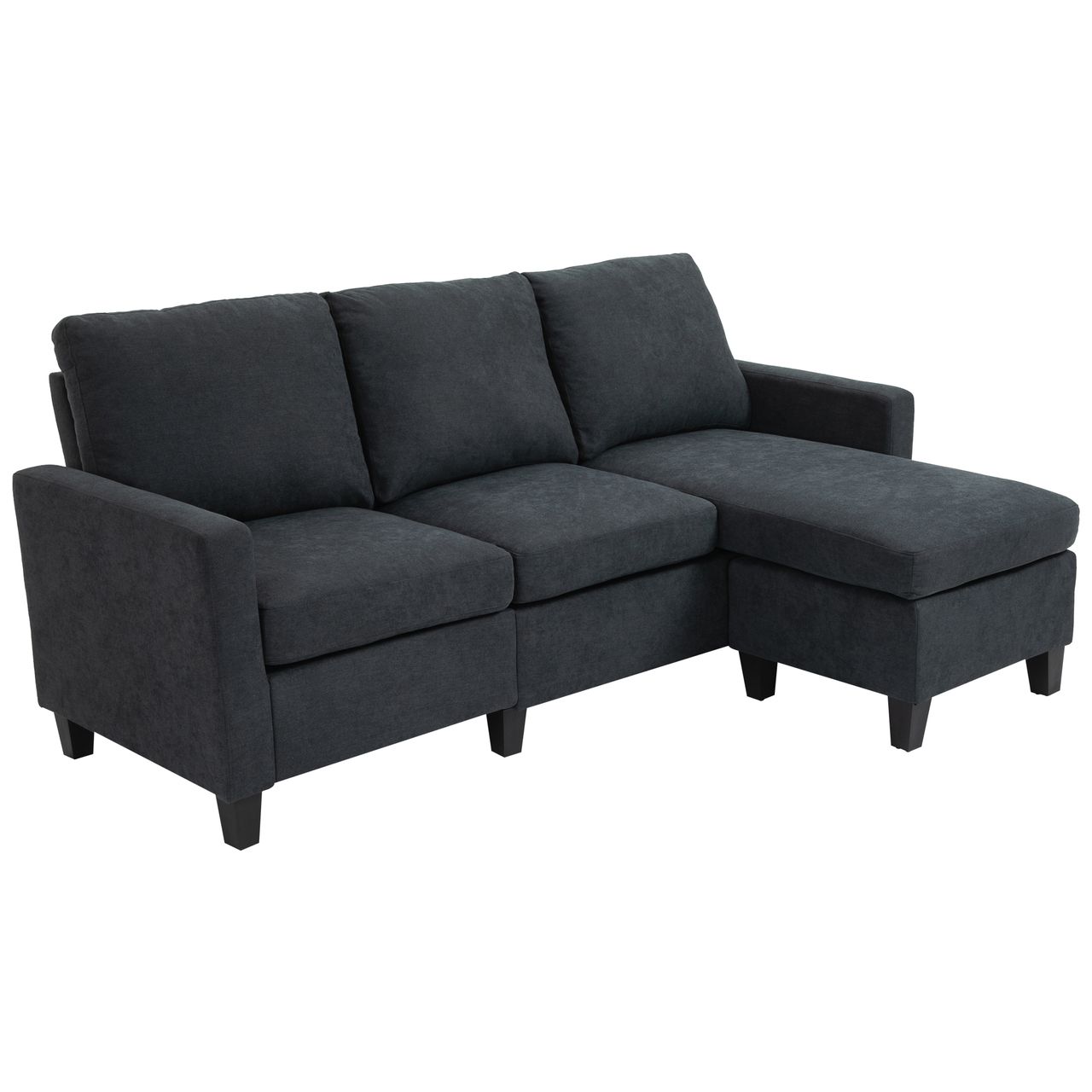 HOMCOM Ecksofa Couchgarnitur mit wendbarer Chaiselongue Dunkelgrau