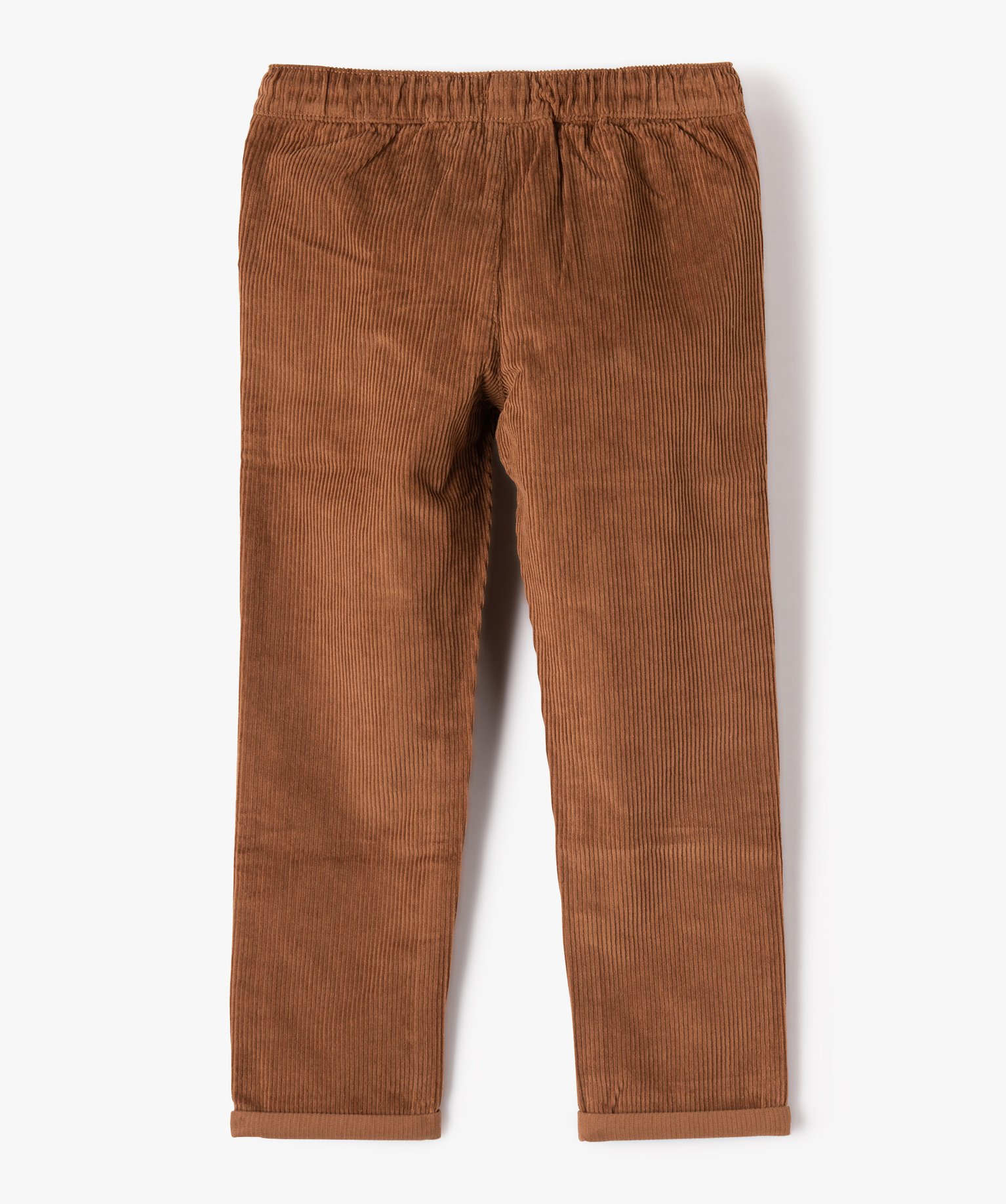 Pantalon Garçon en velours ctelé à taille élastiquée marron | GEMO