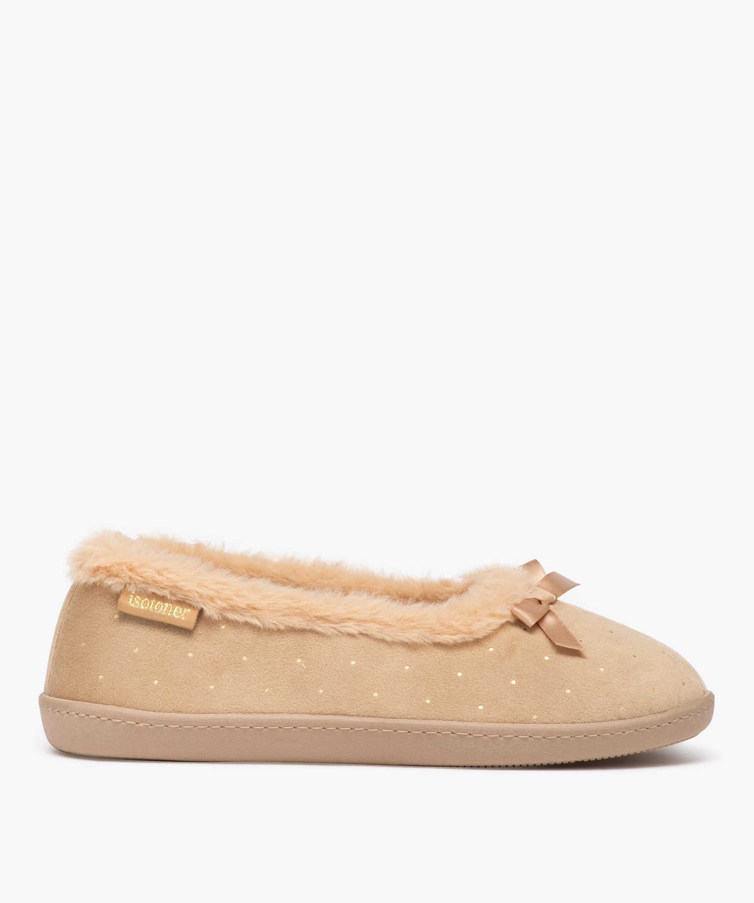 Chaussons femme ballerines fourrées unies - Isotoner beige | GEMO
