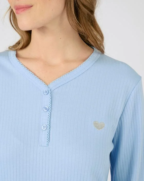 Chemise de nuit maille interlock côtelée douce et souple