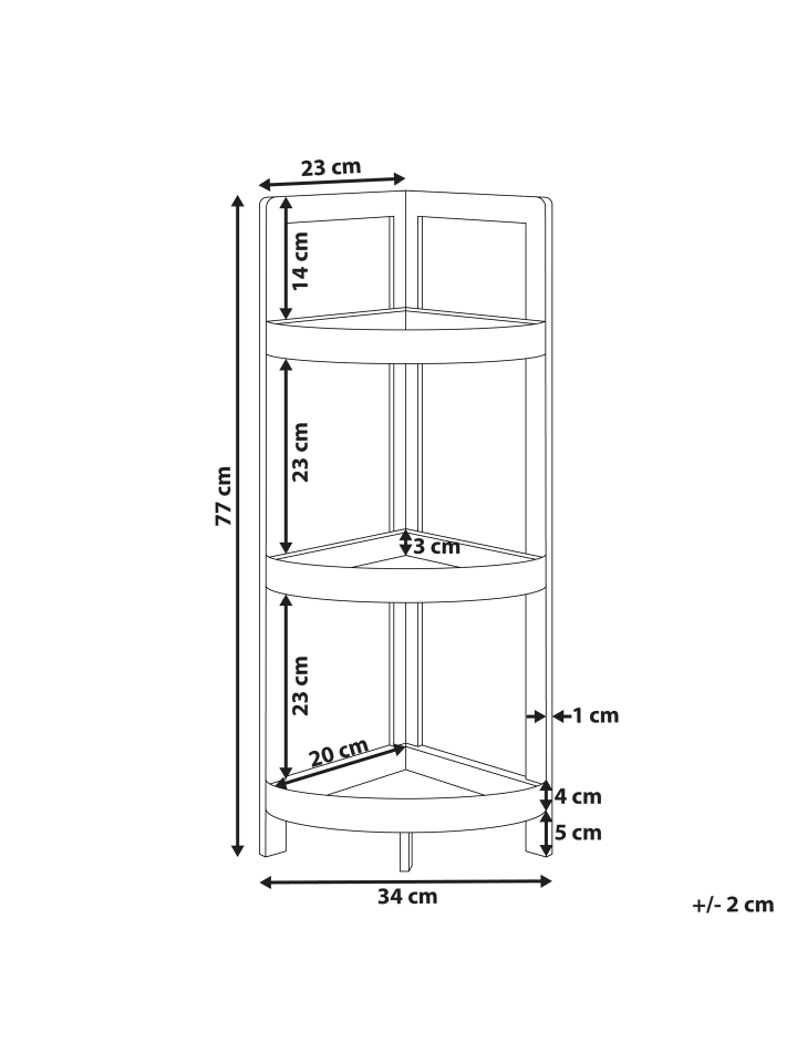 Beliani Badezimmerregal ILLAMPU in Heller Holzfarbton - (W) 34 x (H) 77 x (L) 23 cm günstig kaufen onesize